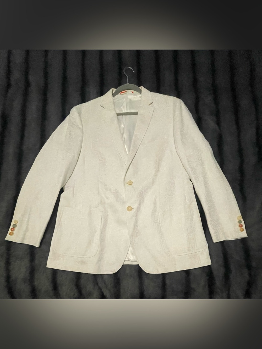 Men's Cream Textured Two-Button Blazer - Classic Tailored Style